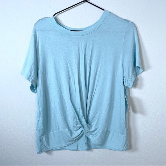 Zella Tops - Zella Blue Short Sleeve Twist Front Top Sz Large